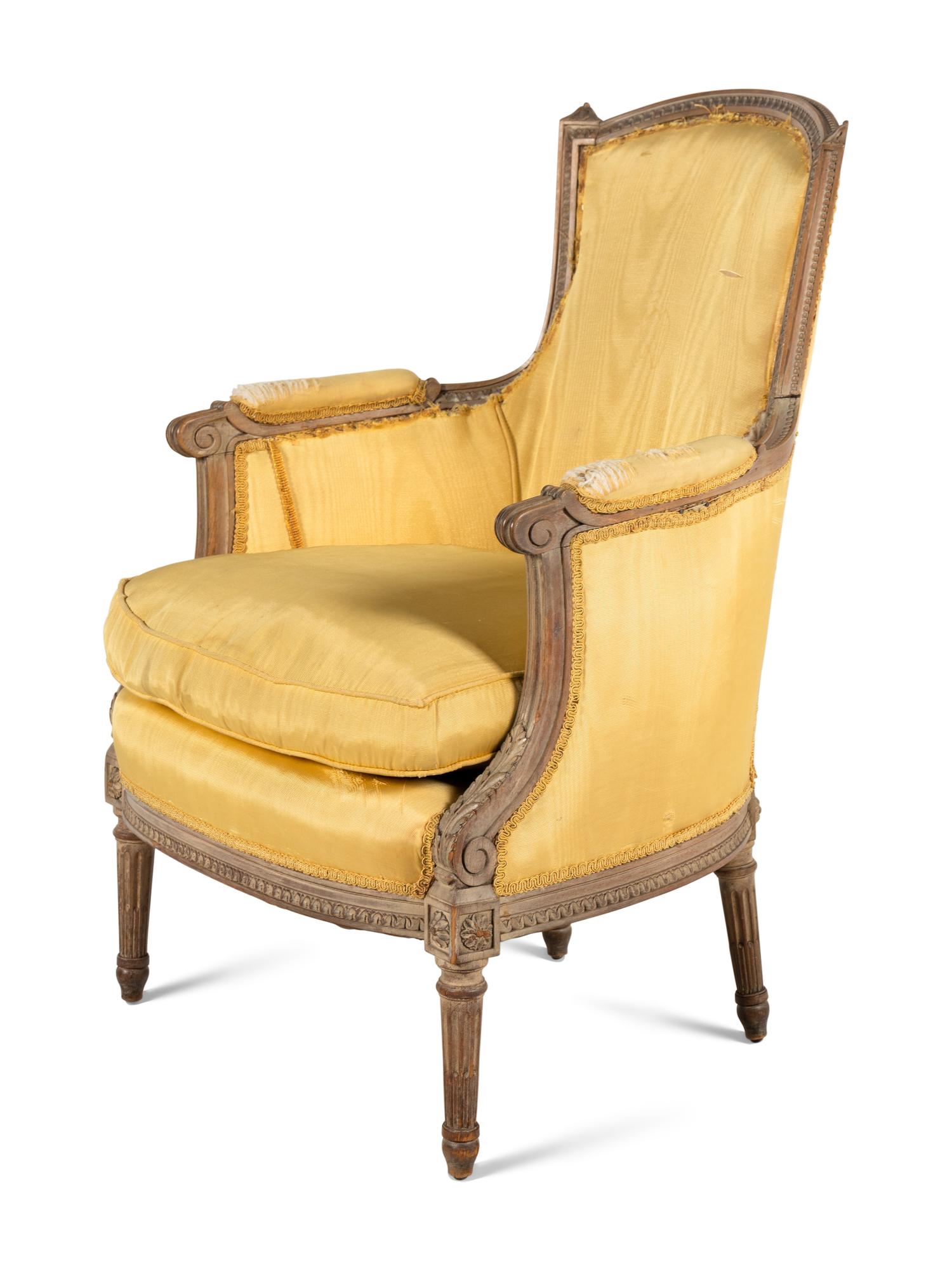 A Louis XVI Style Cerused Beechwood Bergere