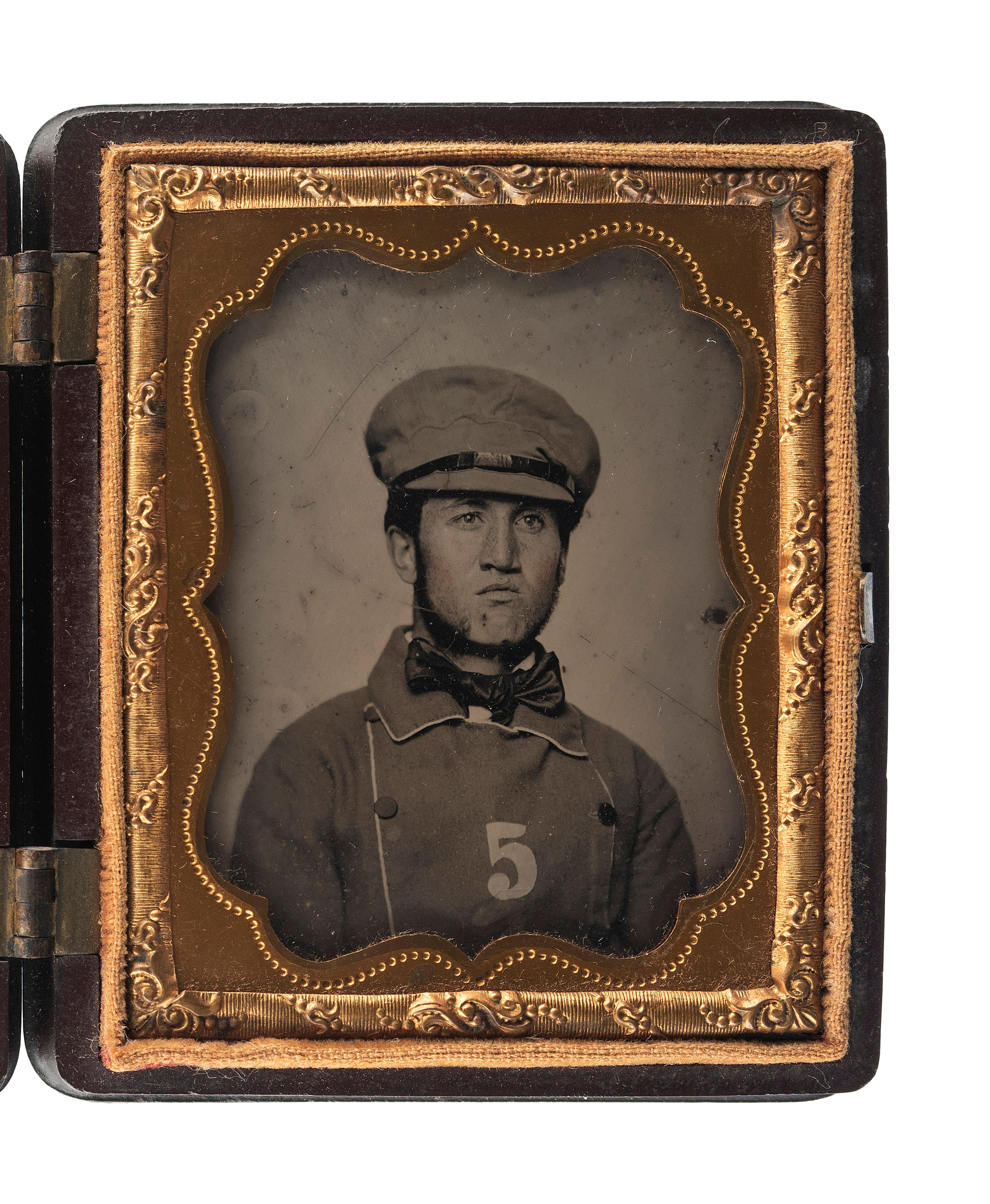 [EARLY PHOTOGRAPHY]. Ninth plate ambrotype of fireman.