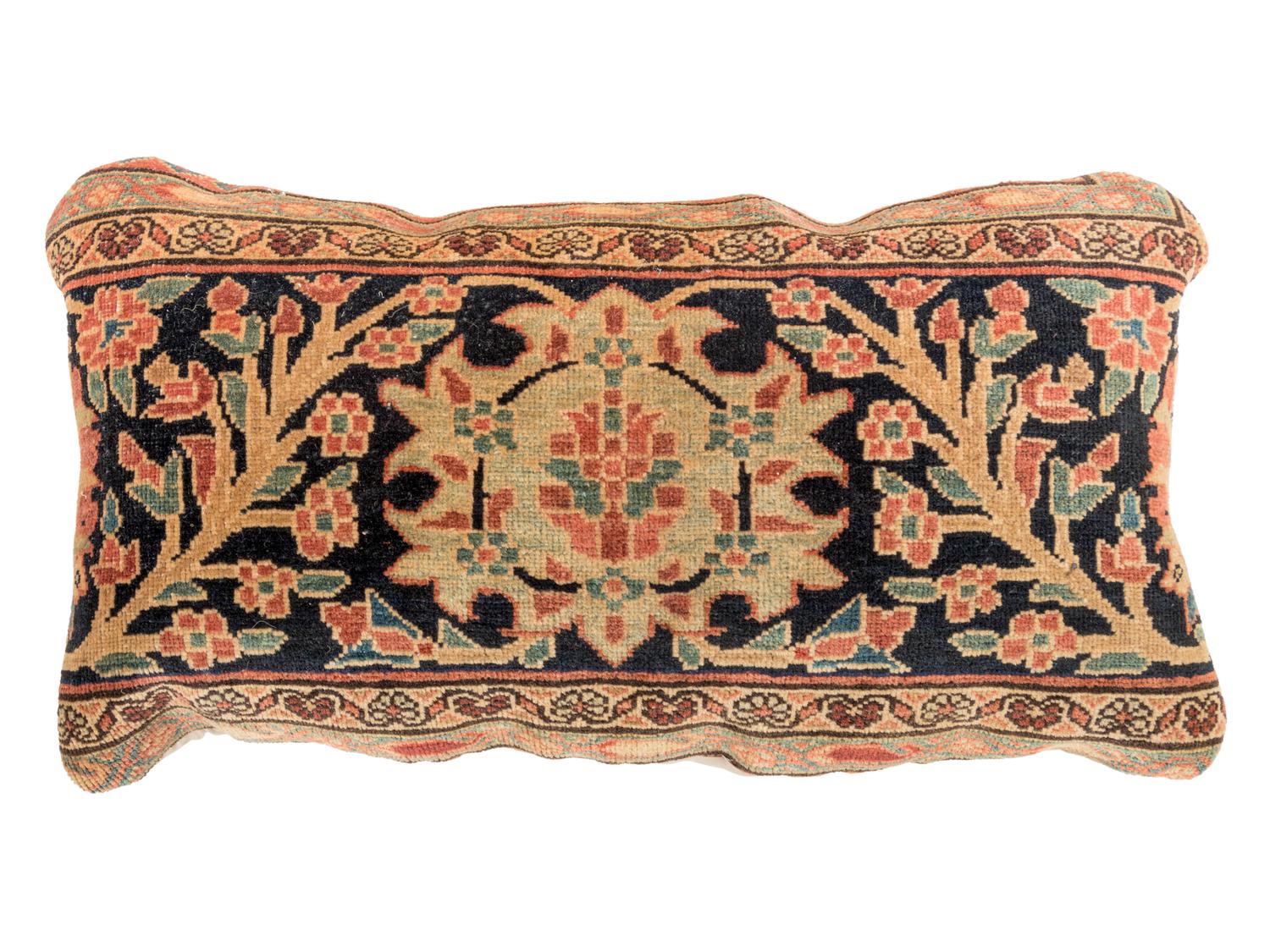 A Sarouk Wool Rug Fragment Pillow
