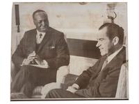 [POLITICS]. NIXON, Richard (1913-1994). Photographs and signature on White House embossed card.