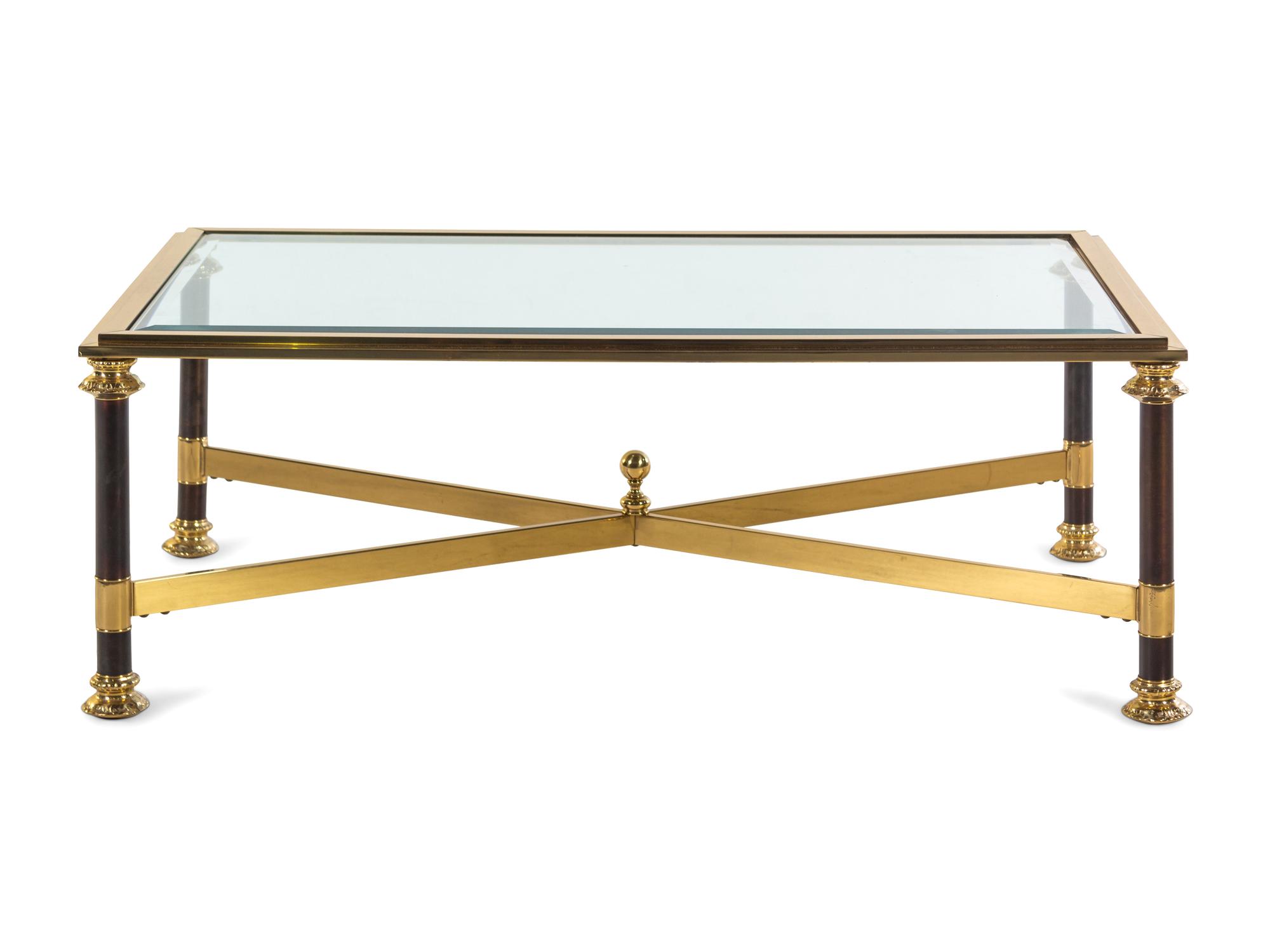 A Brass and Glass Low Table
