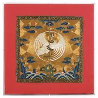 A Chinese Gold Ground 'Crane' Rank Badge, Kangxi Period 清康熙 盤金地緙絲一品文官仙鶴補子