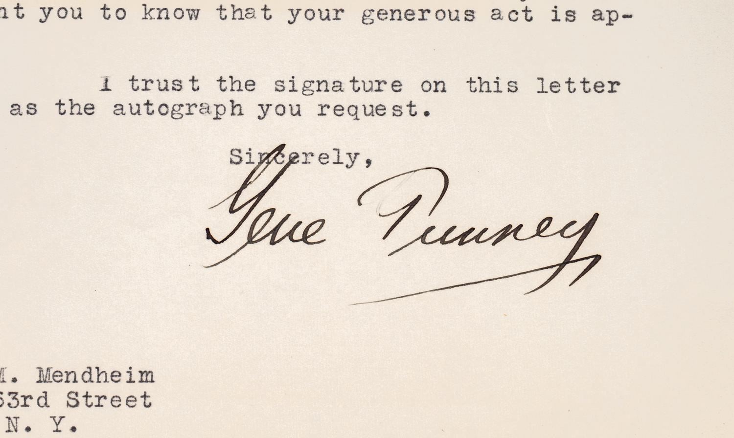 A Group of Heavyweight Boxing Champion Gene Tunney Signed Autograph Letters and Photograph,