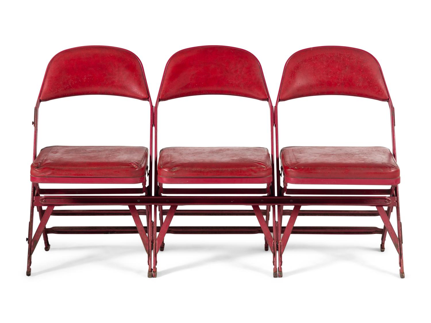 A Row of Three Michael Jordan Rookie / Early NBA Career Era Chicago Bulls Chicago Stadium Courtside Seat Chairs