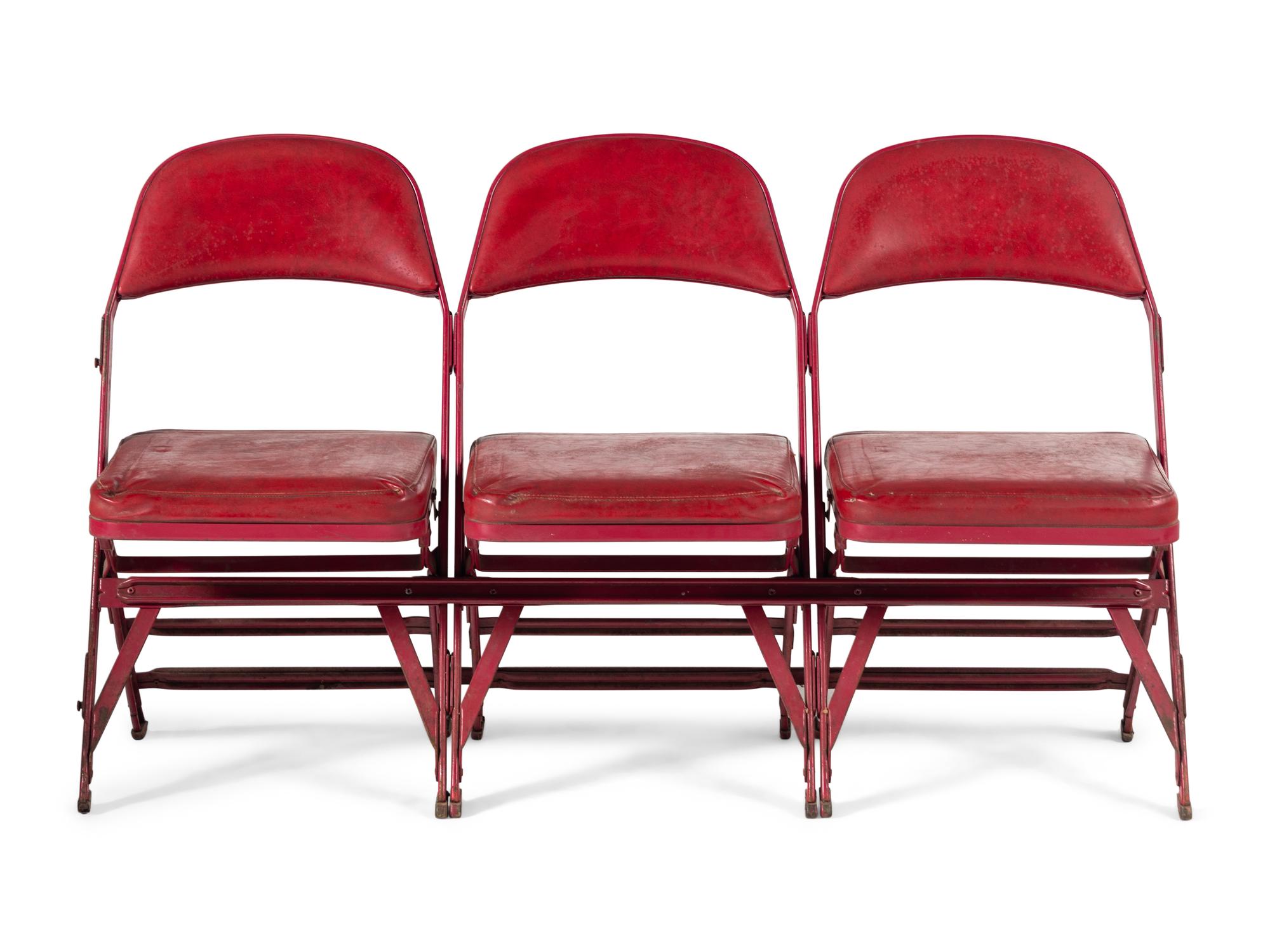 A Row of Three Michael Jordan Rookie / Early NBA Career Era Chicago Bulls Chicago Stadium Courtside Seat Chairs