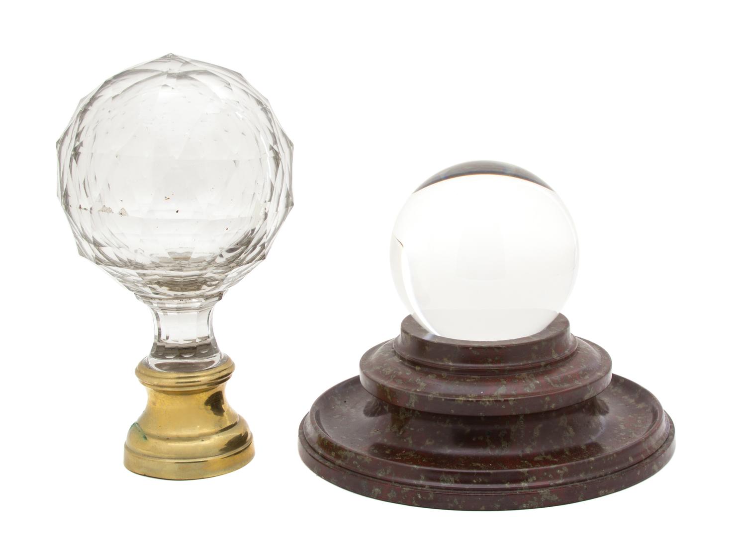 A Faceted Crystal A Boule d Escalier Height of taller 9 1/2 inches.