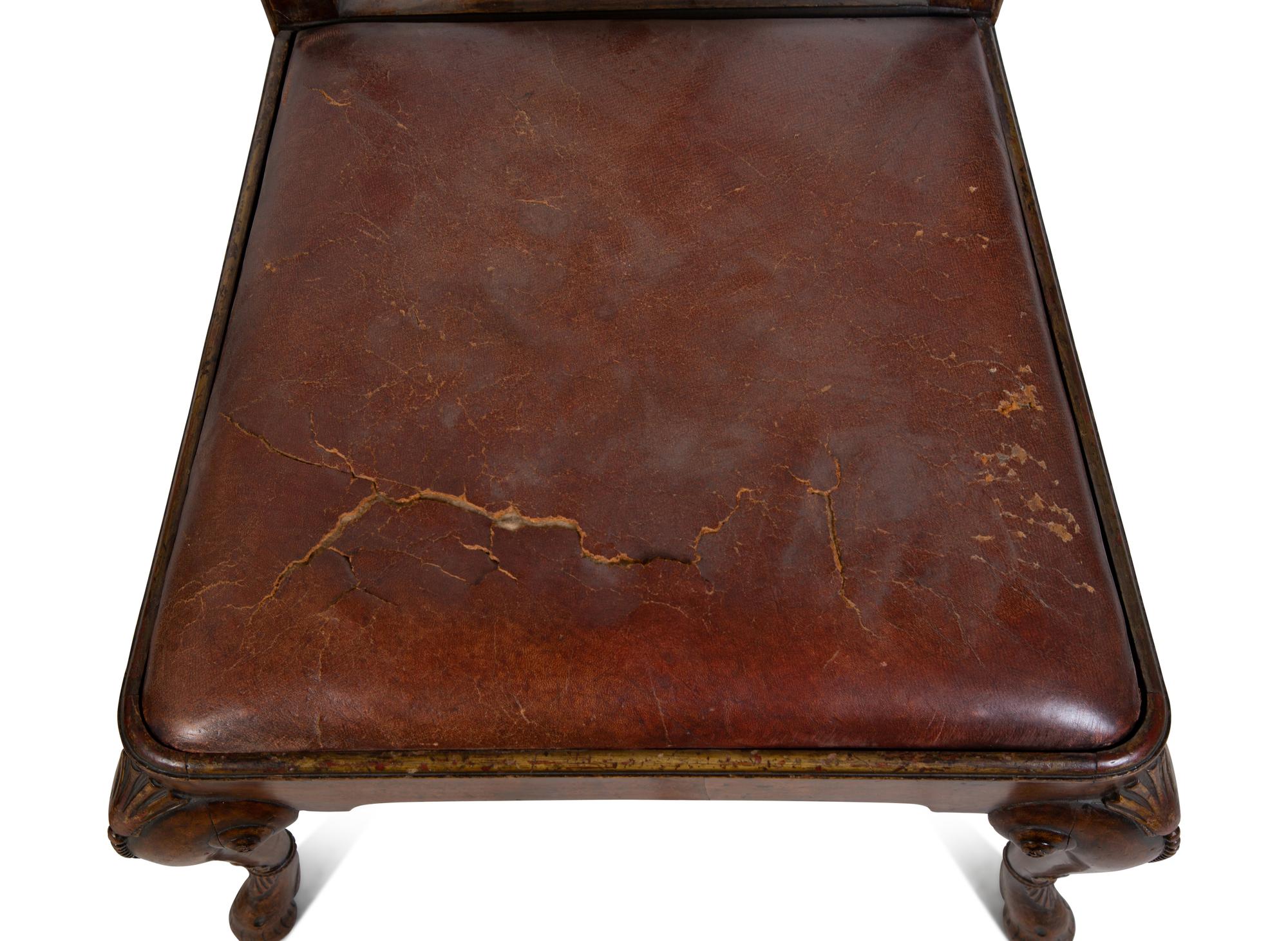 A Pair of Queen Anne Style Walnut Side Chairs — 19TH CENTURY