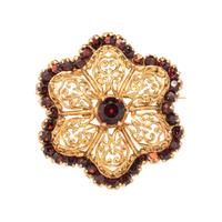 YELLOW GOLD AND GARNET BROOCH