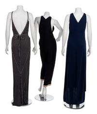 Two Geoffrey Beene Dresses and One Tuxedo Jumpsuit, Spring 1993