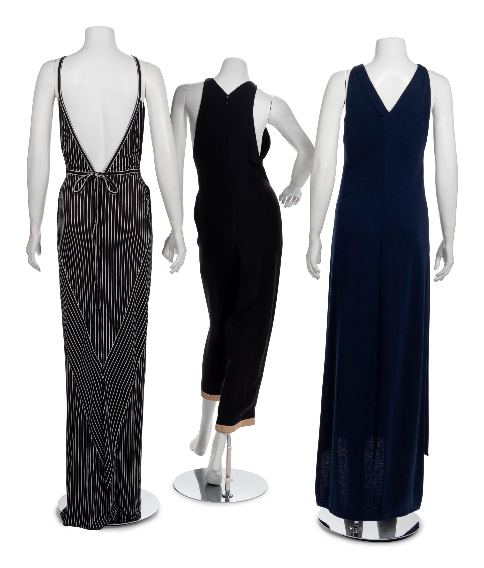 Two Geoffrey Beene Dresses and One Tuxedo Jumpsuit, Spring 1993