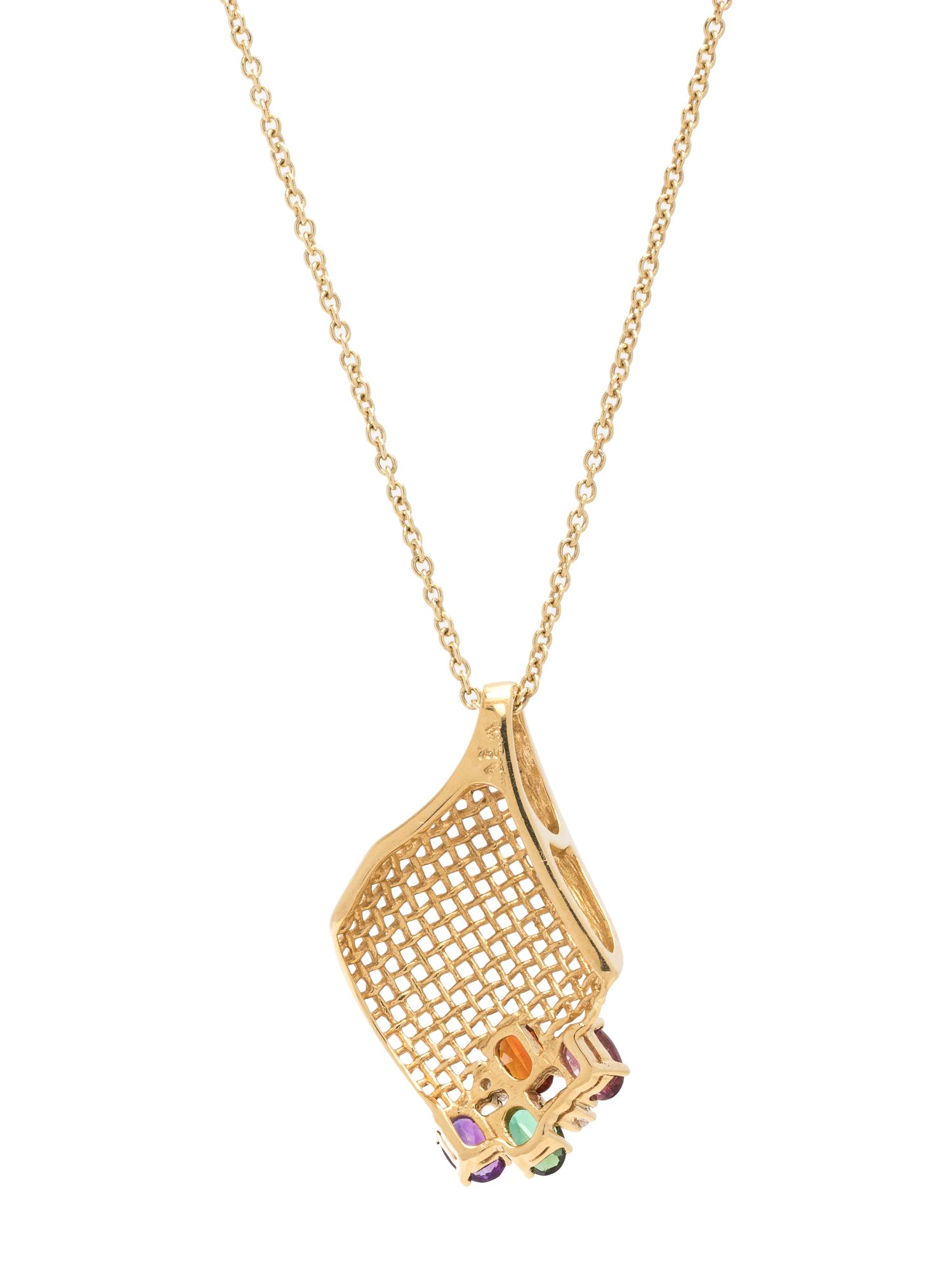 YELLOW GOLD, MULTIGEM AND DIAMOND PENDANT/NECKLACE