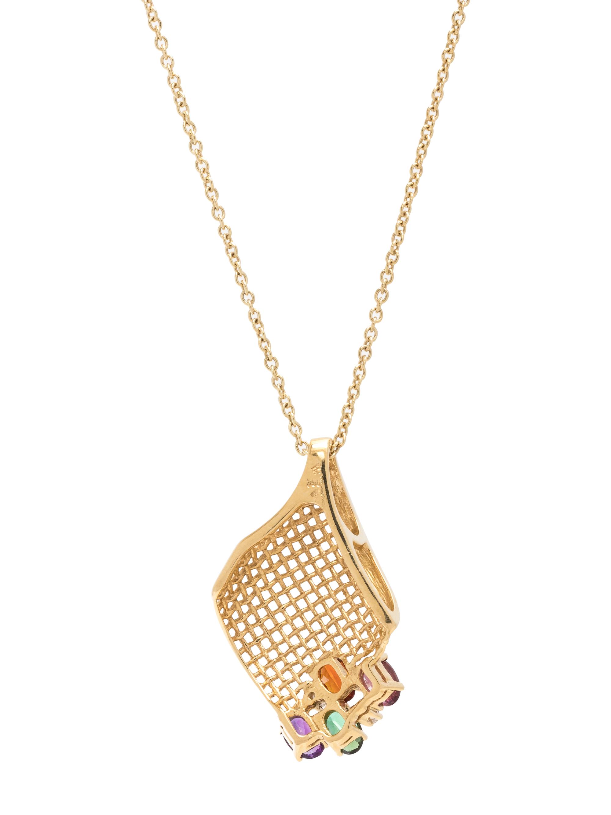YELLOW GOLD, MULTIGEM AND DIAMOND PENDANT/NECKLACE