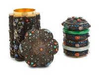 Two Chinese Embellished Silver Gilt Filigree Covered Boxes