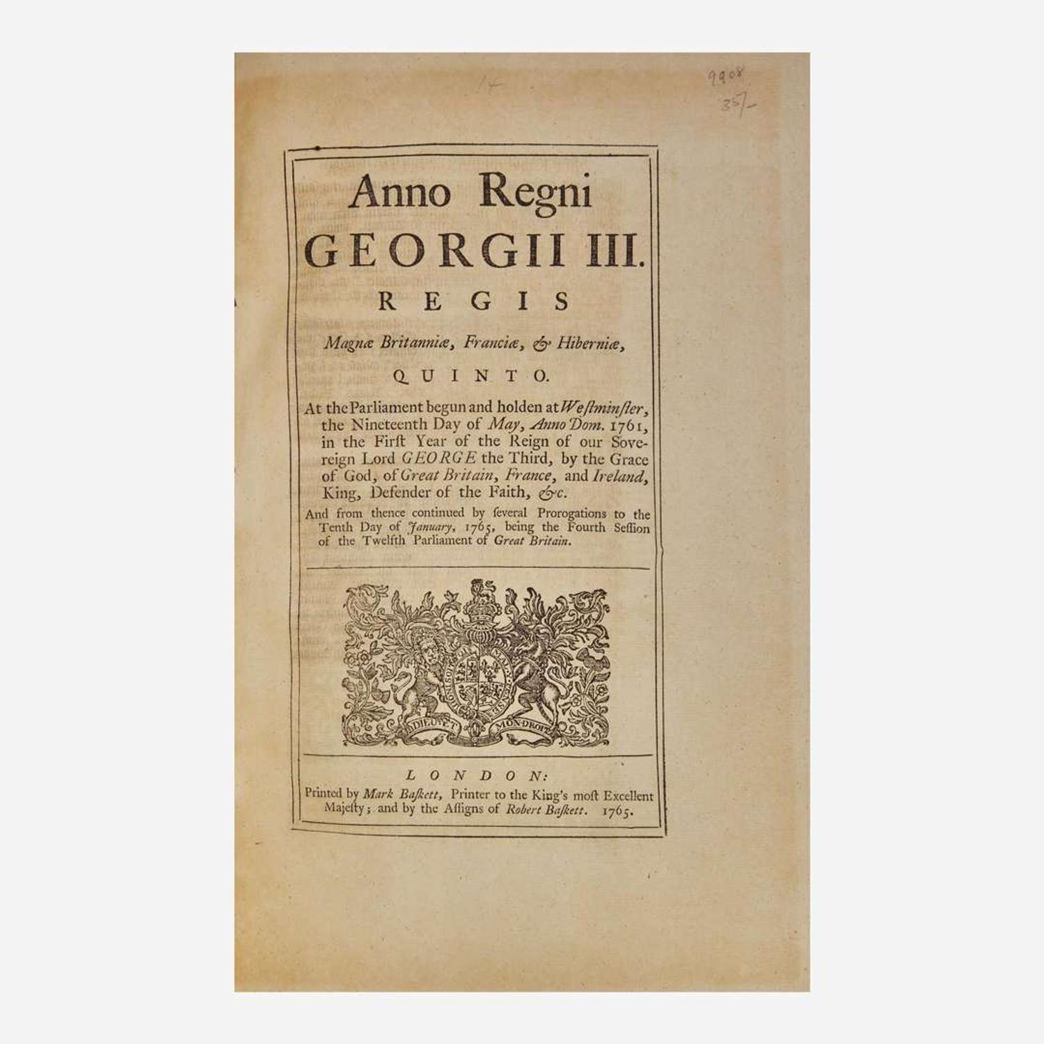 [American Revolution] [Quartering Act] An Act to amend and render more effectual, in His Majesty's Dominions in America...An Act for punishing Mutiny and Desertion, and for the better Payment of the Army and their Quarters