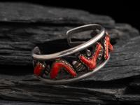 Navajo Silver and Coral Cuff Bracelet