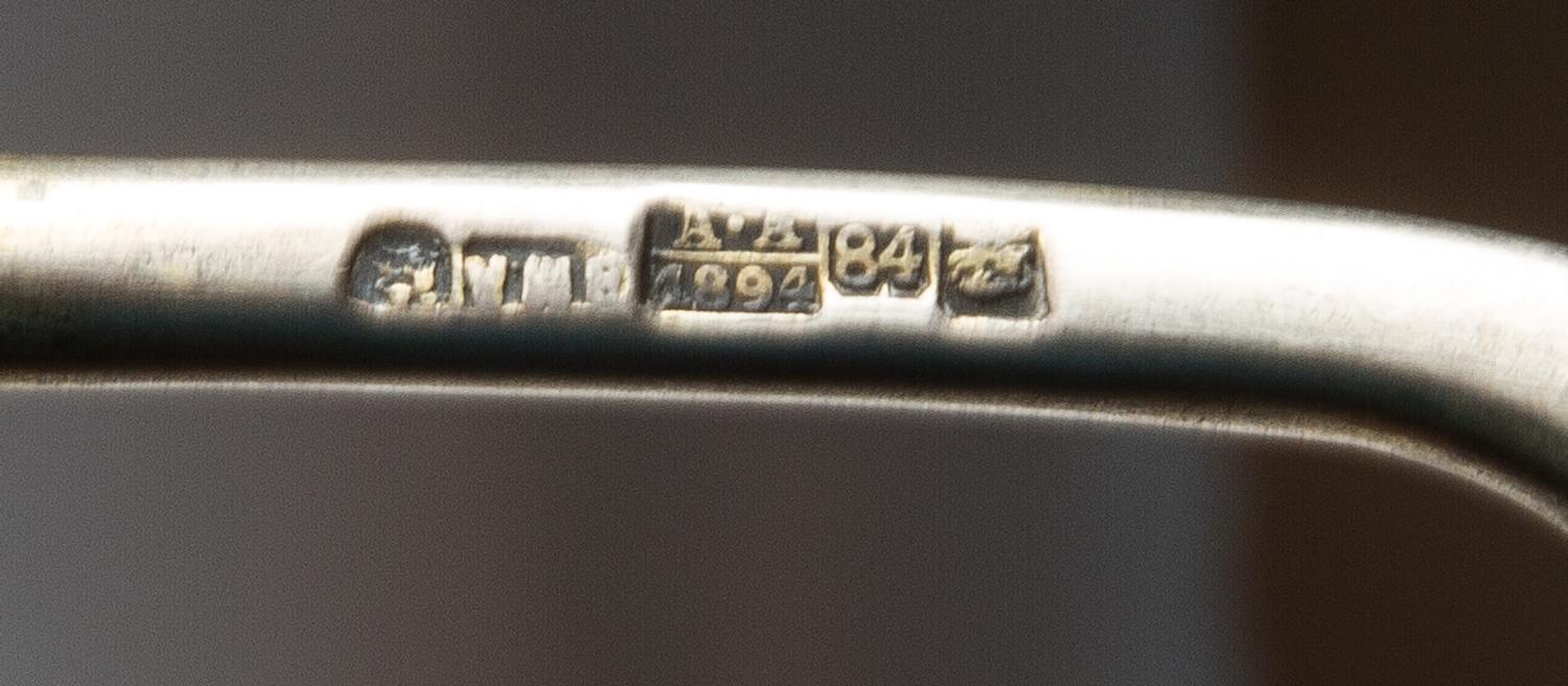 A Russian Silver-Gilt and Enamel Spoon, Mark of Ashmarin Marteevich, assay mark of Anatoly Artsybashev, Moscow, 1894, having a blue ena