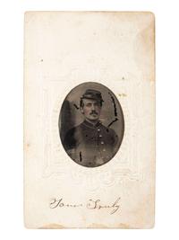 [CIVIL WAR]. Tintype of Union Army sergeant likely taken during the post-war occupation of Texas. [Palestine, TX], ca 1865-70.