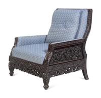 A Chinese Carved Hardwood Armchair