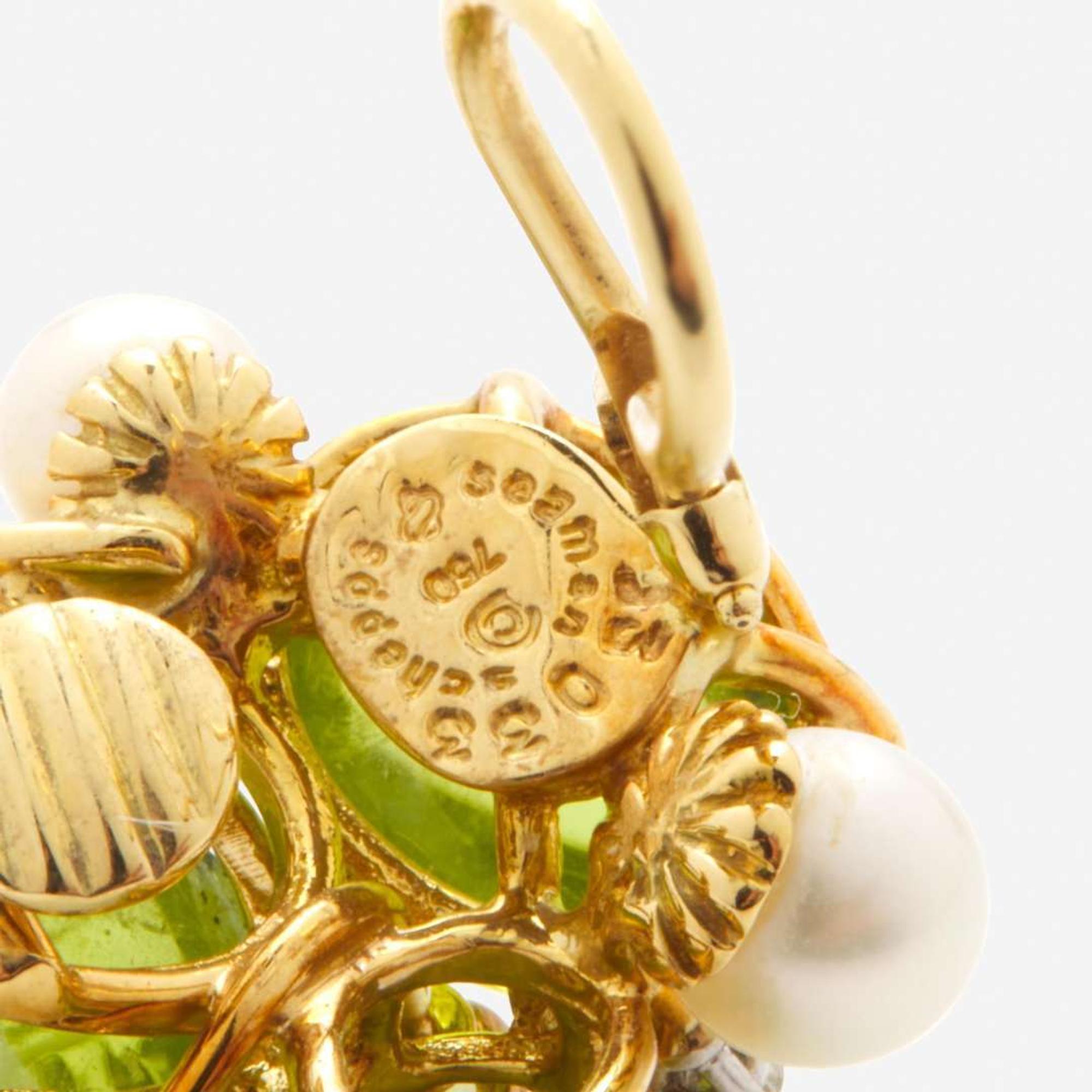 A Pair of 18K Yellow Gold Seaman Schepps Peridot Ear Clips