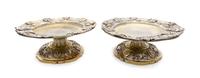 A Pair of Victorian Silver Tazze, Maker's Mark Obscured, London, 1876, each having a pierced border worked with foliate scrolls and swa