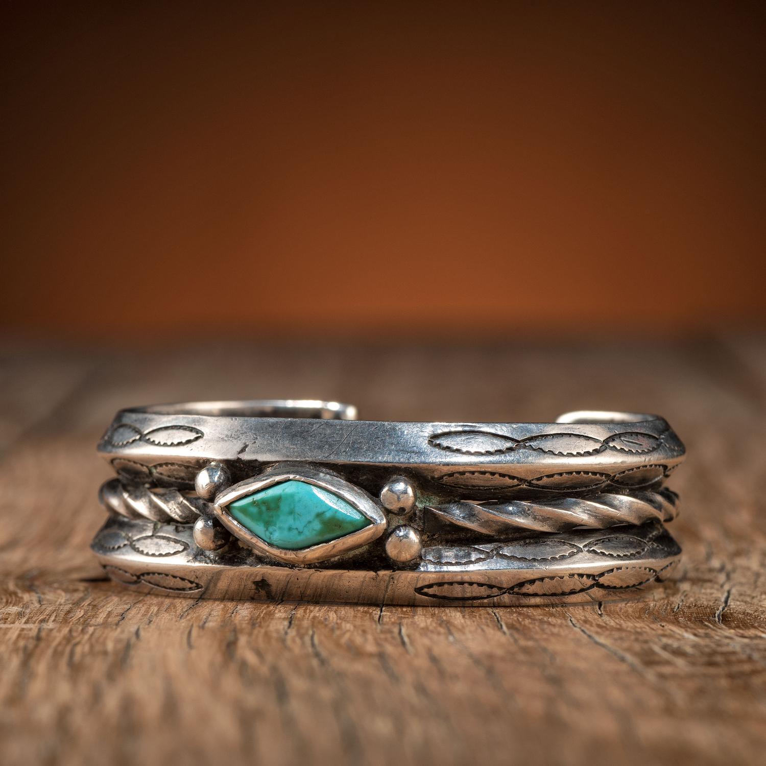 Navajo Silver and Turquoise Cuff Bracelet