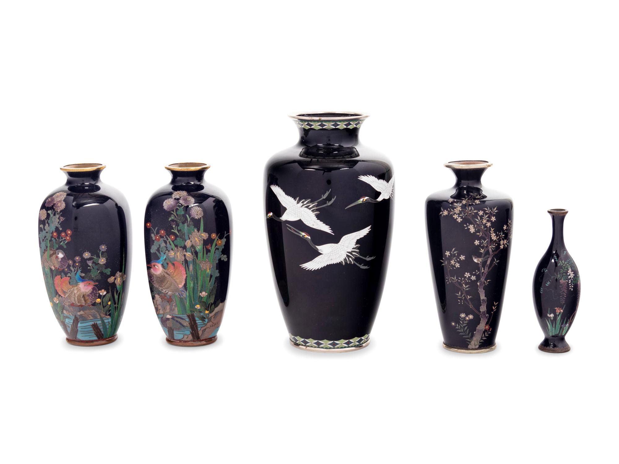 Five Cloisonné Vases