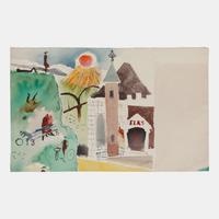 Town Scene and Elks Lodge (a pair of works)