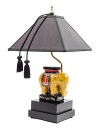A Chinese Ceramic Elephant Form Table Lamp Height 21 inches. — 20TH CENTURY