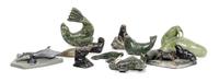 Eleven Inuit Hardstone Sculptures of Seal, Walrus and Whale Height of largest 4 1/2 x width 7 inches.