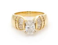An 18 Karat Yellow Gold and Diamond Ring, 5.20 dwts.