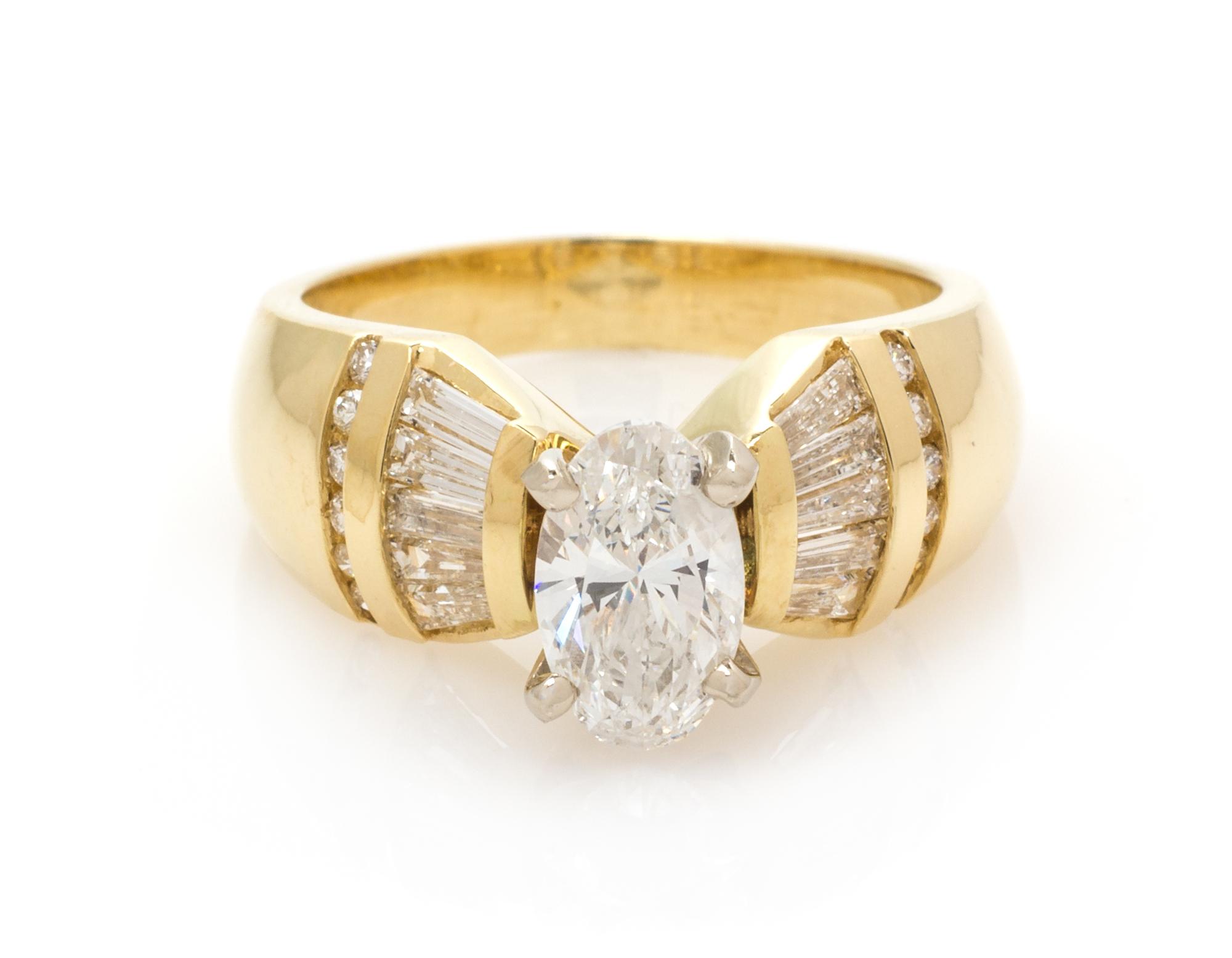 An 18 Karat Yellow Gold and Diamond Ring, 5.20 dwts.