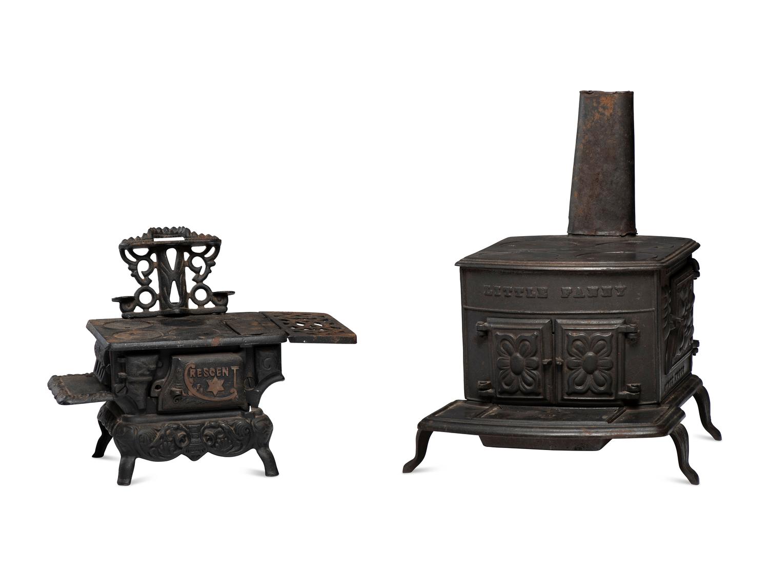 Two Salesman's Sample or Child's Toy Cast Iron Stoves