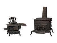 Two Salesman's Sample or Child's Toy Cast Iron Stoves