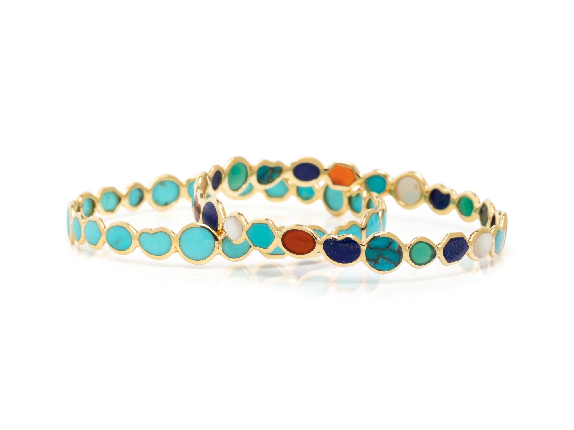 IPPOLITA, YELLOW GOLD AND GEMSTONE BANGLE BRACELETS
