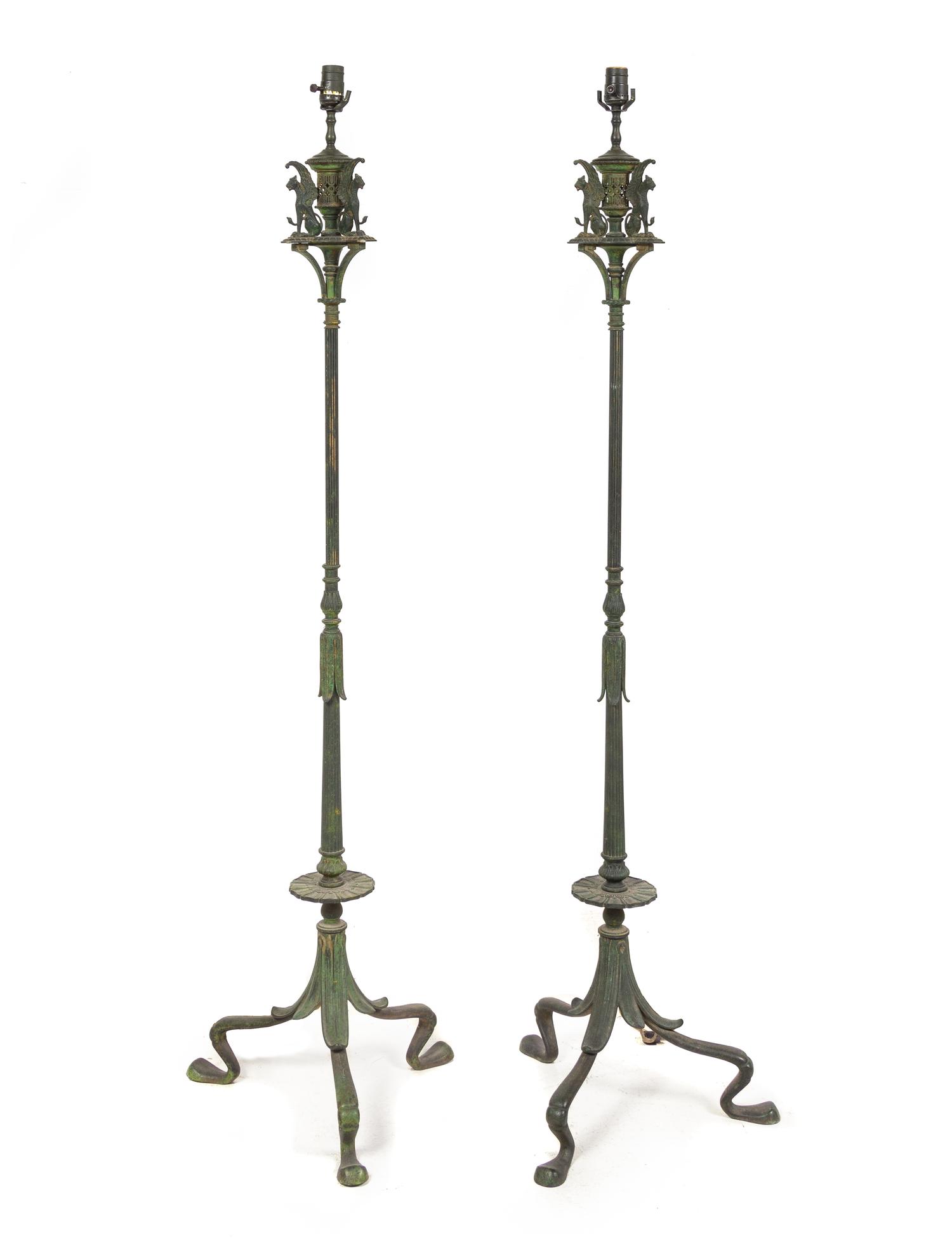 A Pair of Neoclassical Cast Metal Torchères