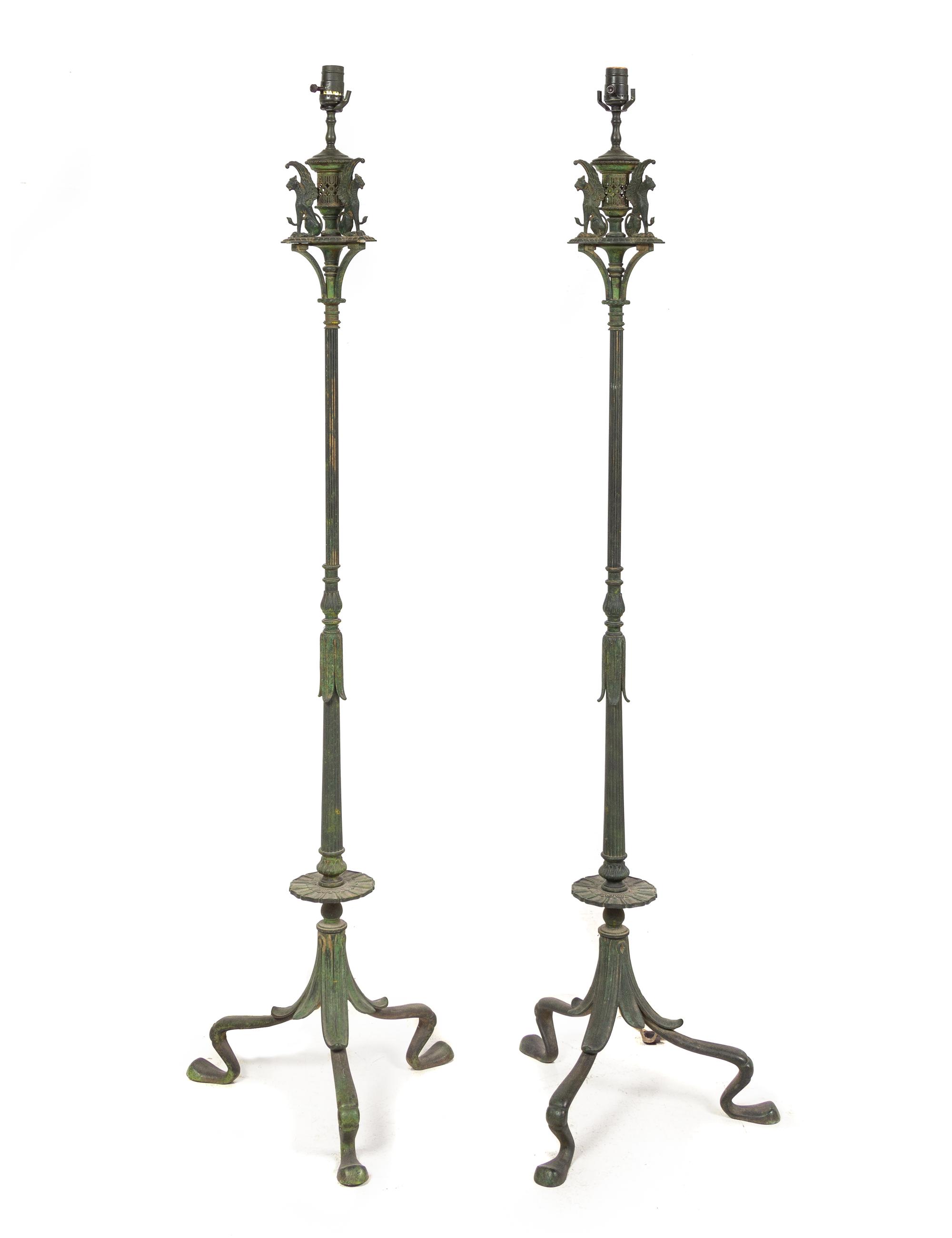 A Pair of Neoclassical Cast Metal Torchères