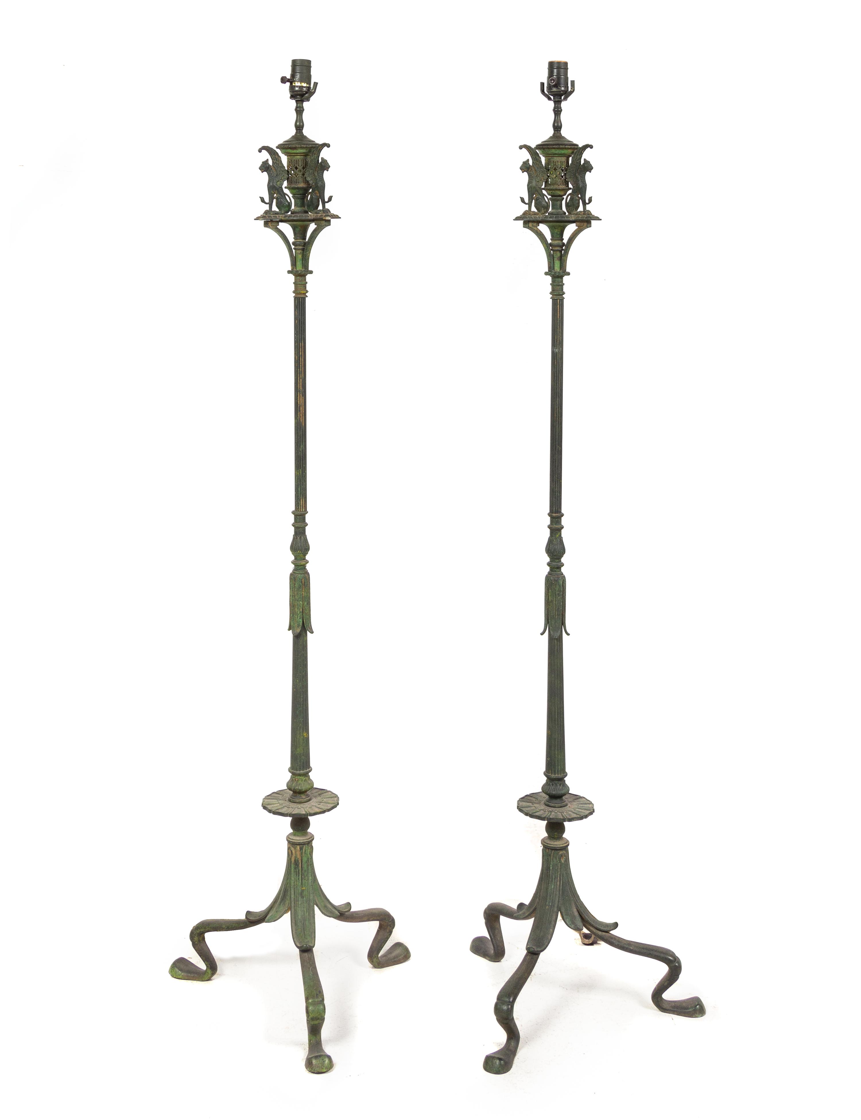 A Pair of Neoclassical Cast Metal Torchères