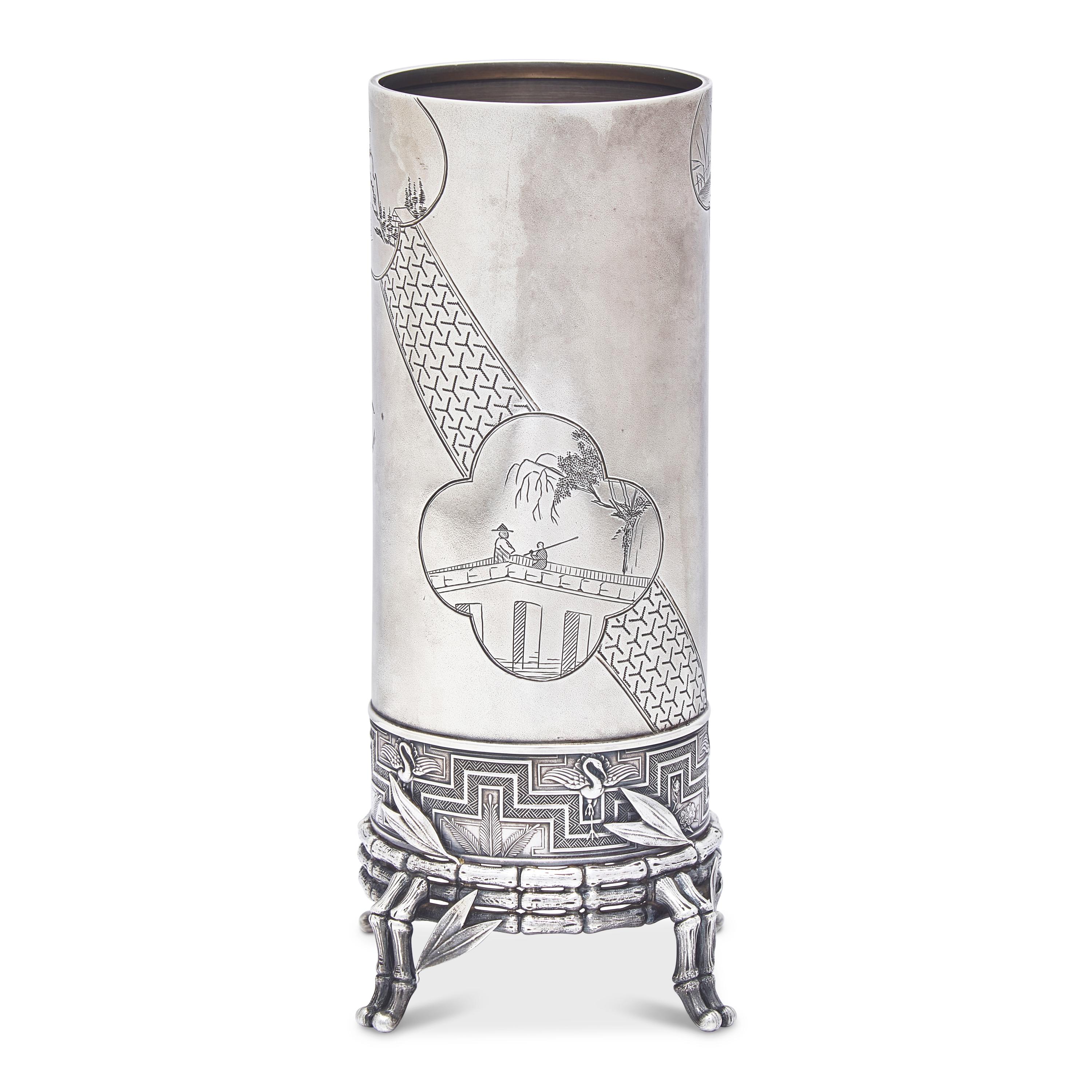 An Aesthetic Movement Japanesque Sterling Silver Bud Vase