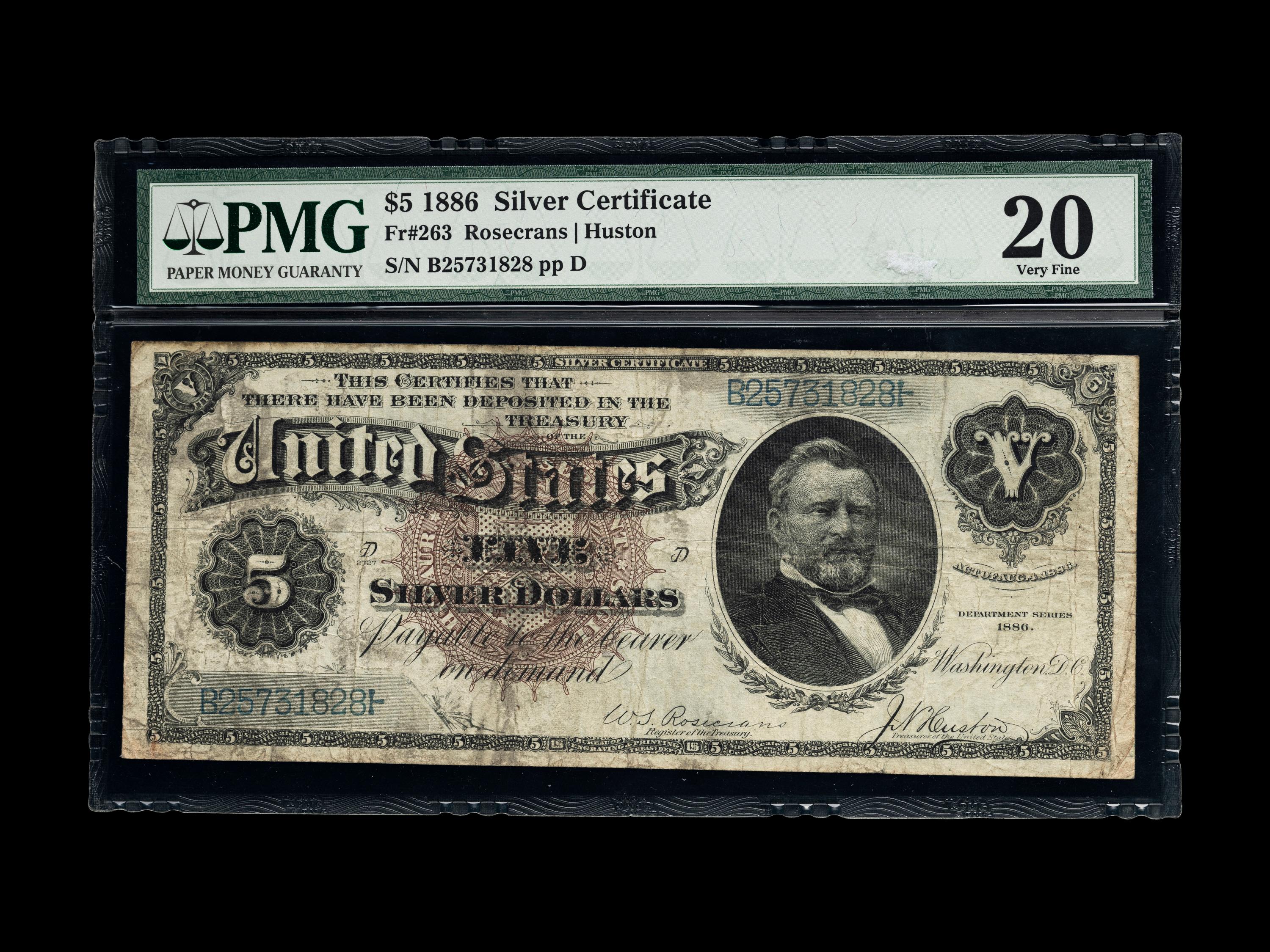 A Series 1886 Silver Dollar Back $5 Silver Certificate (PMG VF20) [Fr. 263]