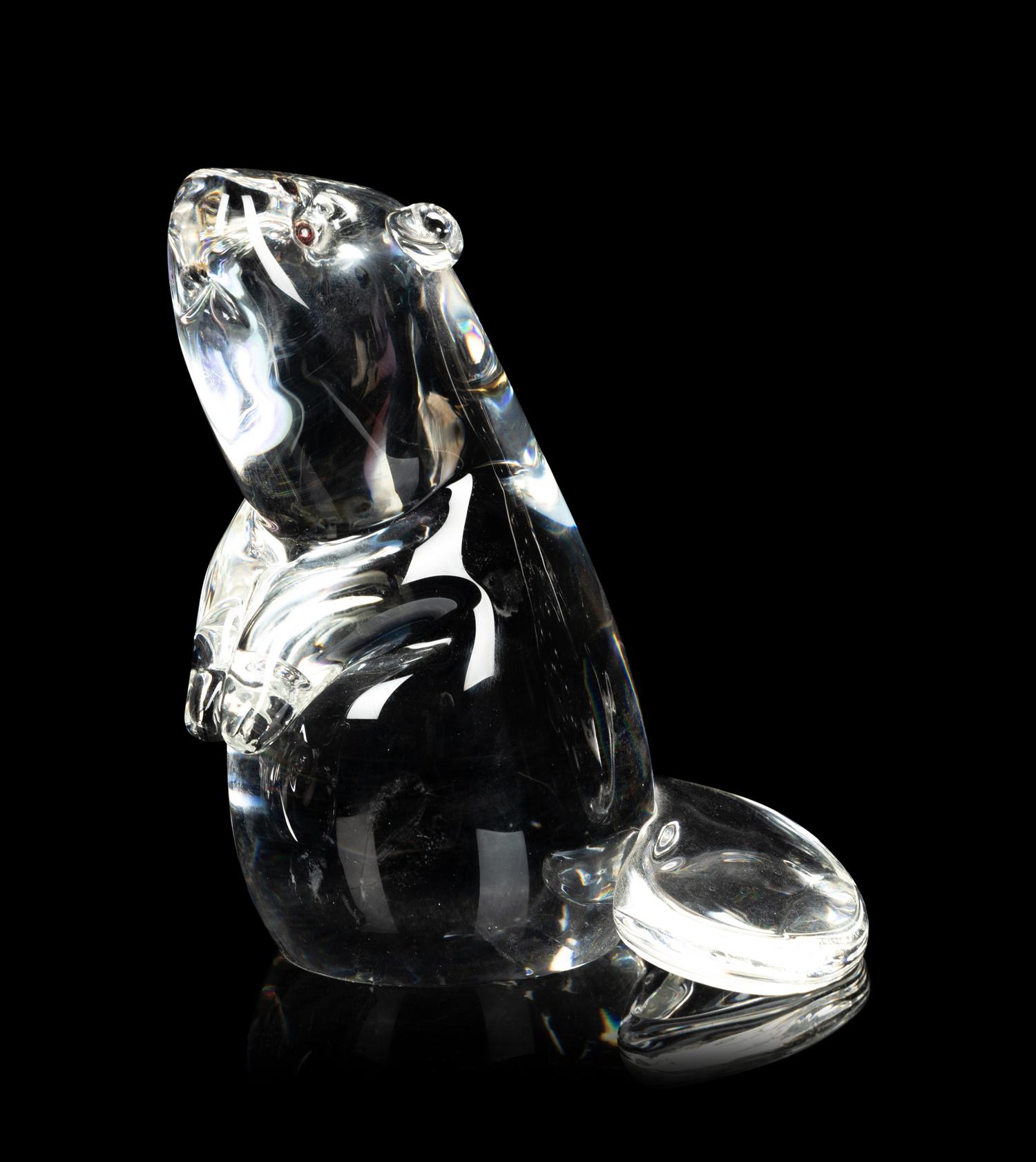 A Group of Six Steuben Molded Glass Animal Figures