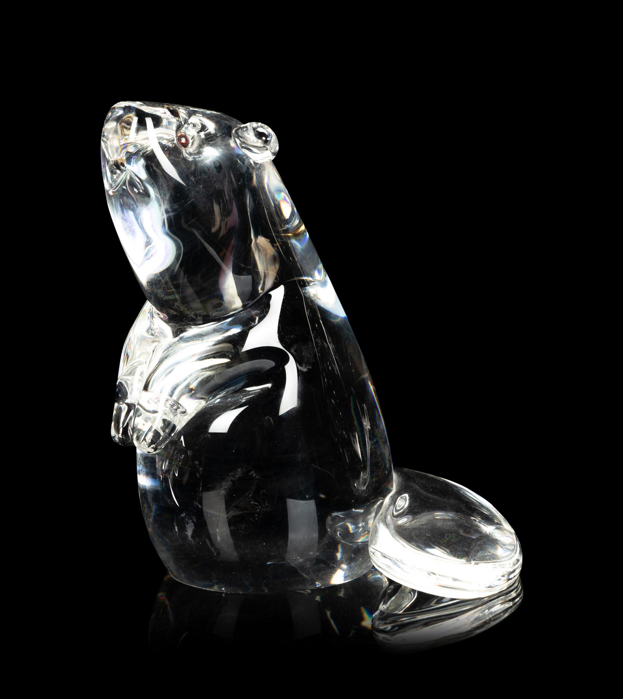 A Group of Six Steuben Molded Glass Animal Figures