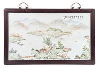 A Set of Four Chinese Porcelain Plaques Height 16 1/2 x width 29 inches.