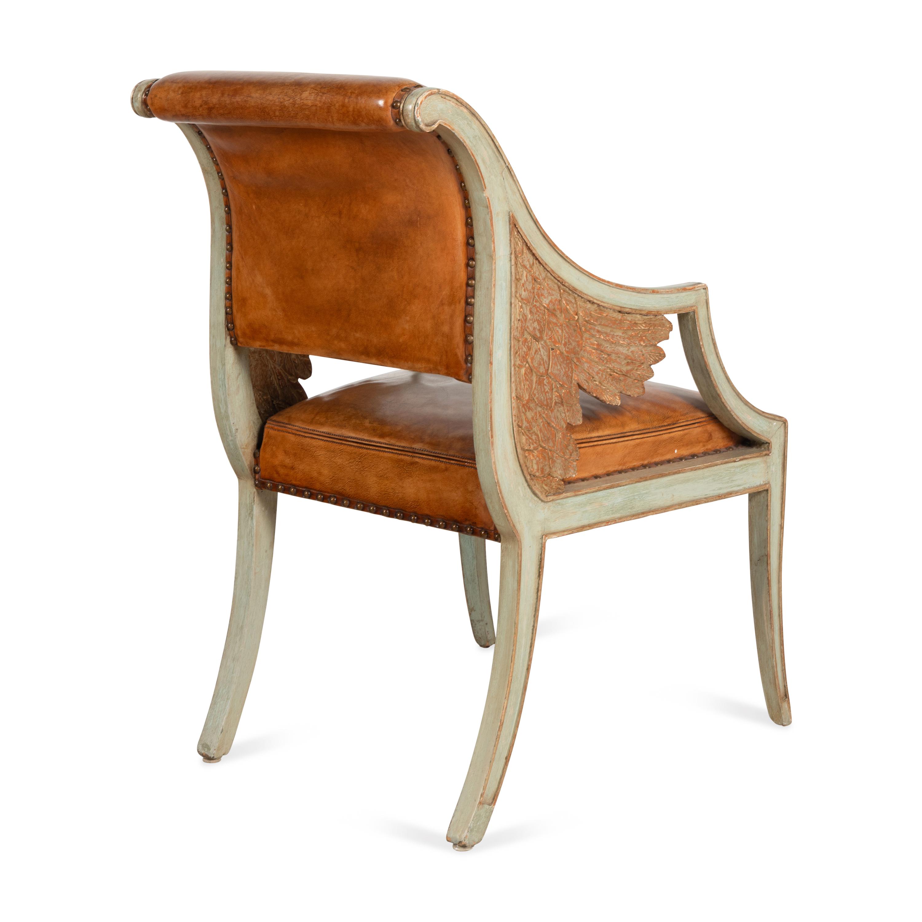 A Pair of Swedish Neoclassical Style Painted Armchairs
