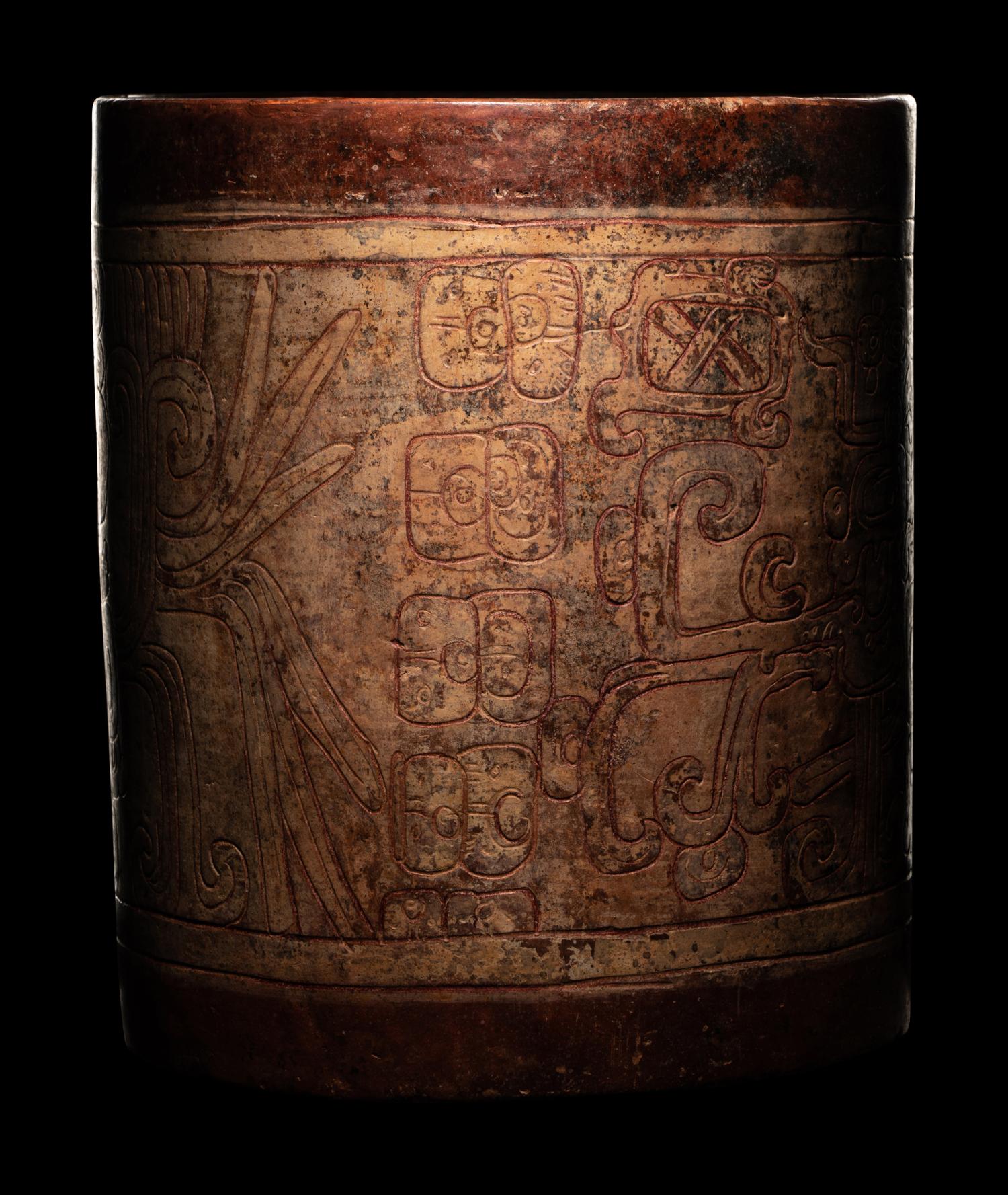 A Maya Incised Cylinder Vessel
