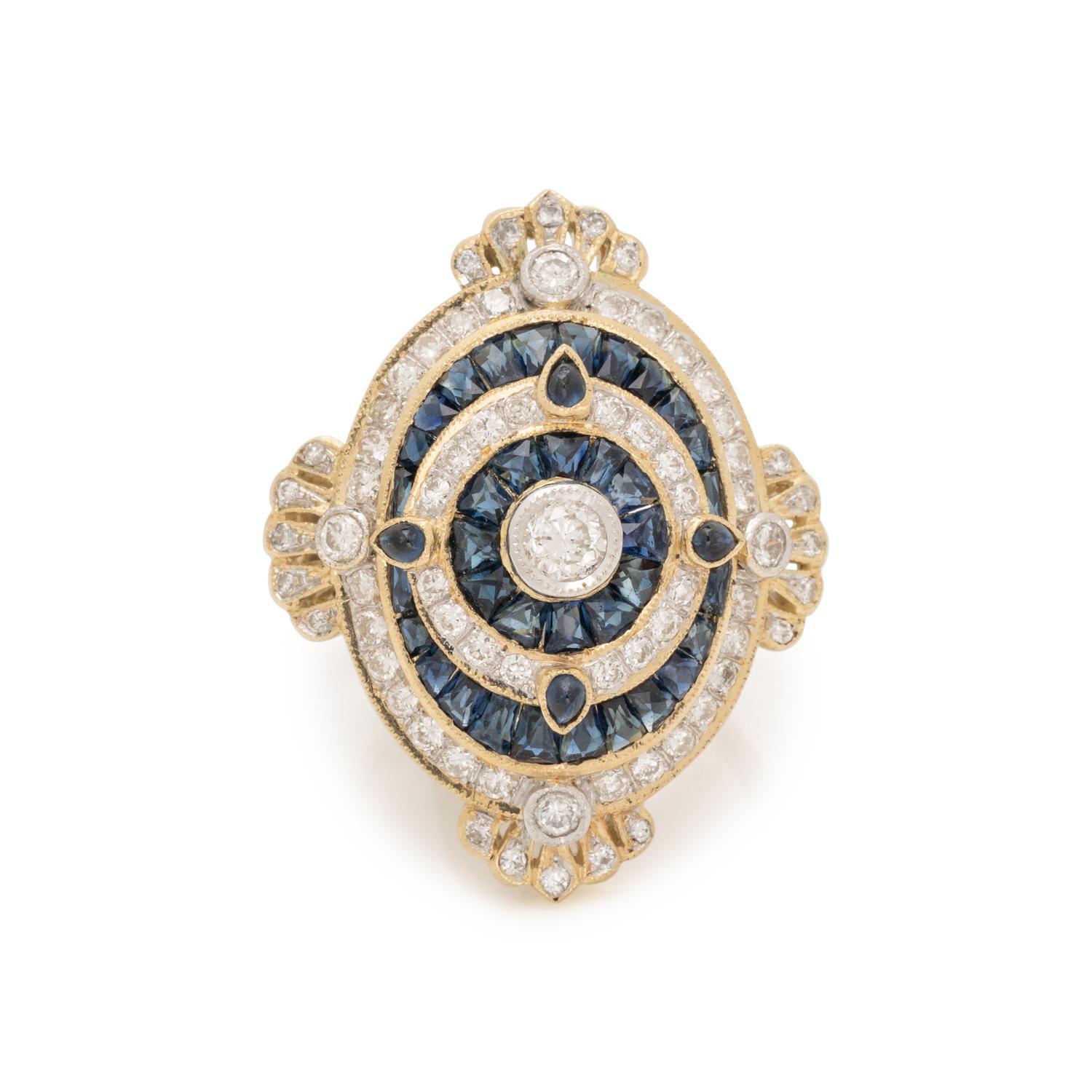 BICOLOR GOLD, SAPPHIRE AND DIAMOND RING