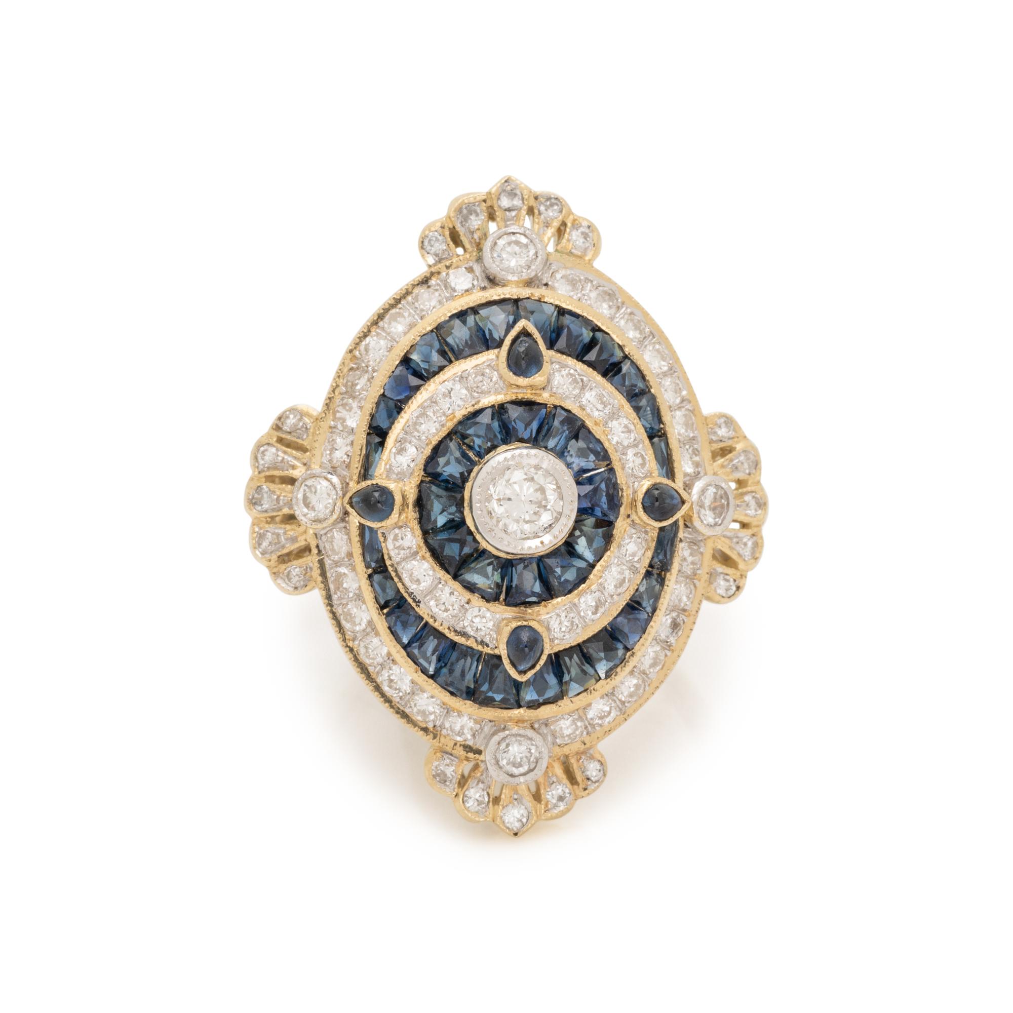 BICOLOR GOLD, SAPPHIRE AND DIAMOND RING