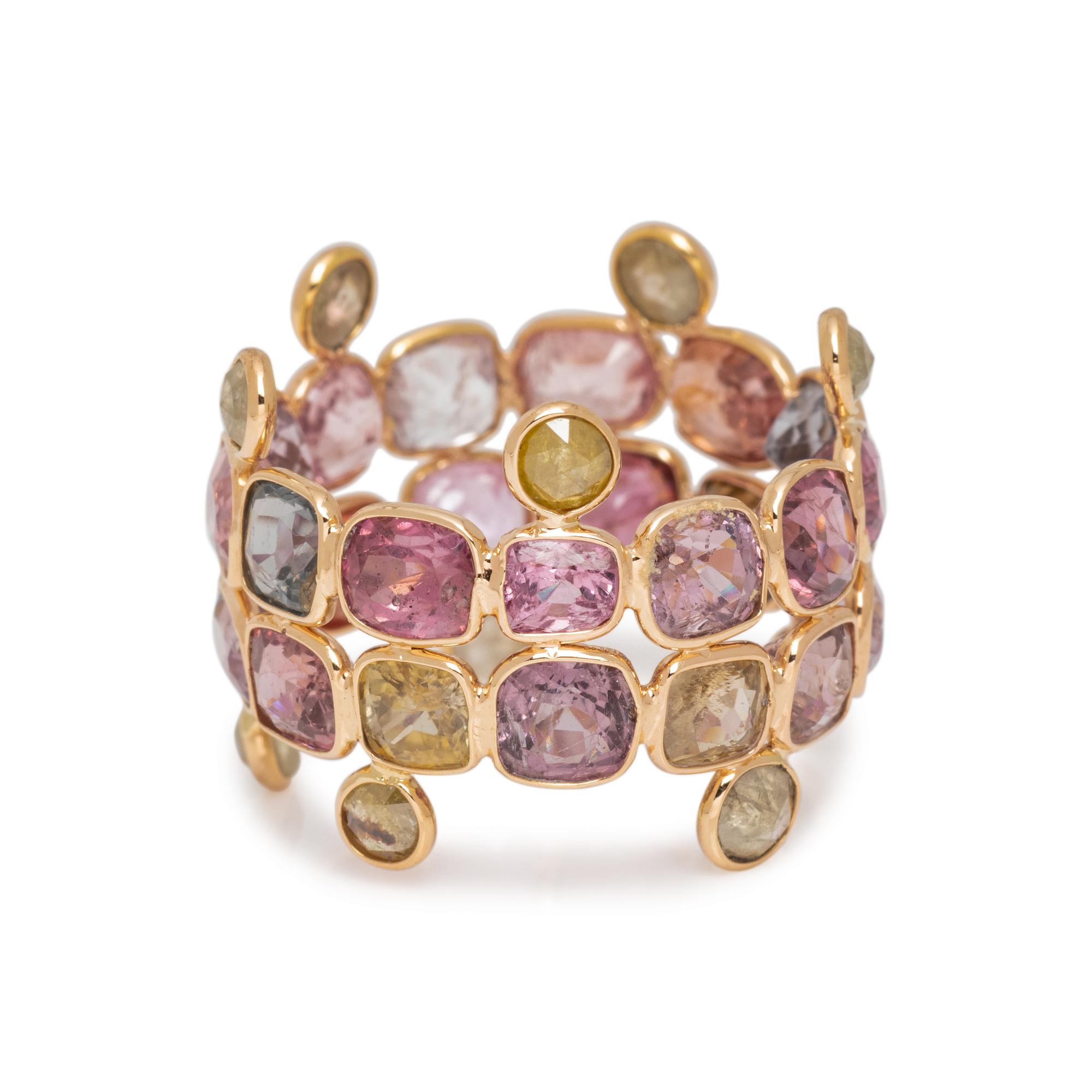 SPINEL AND COLORED DIAMOND BAND