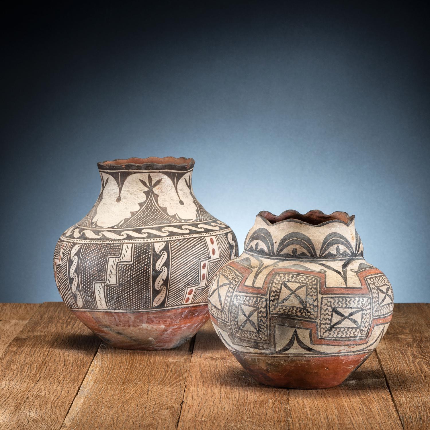 Acoma Polychrome Pottery Jars