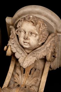 A Pair of Italian Amorini-Carved Marble Brackets — 18TH/19TH CENTURY