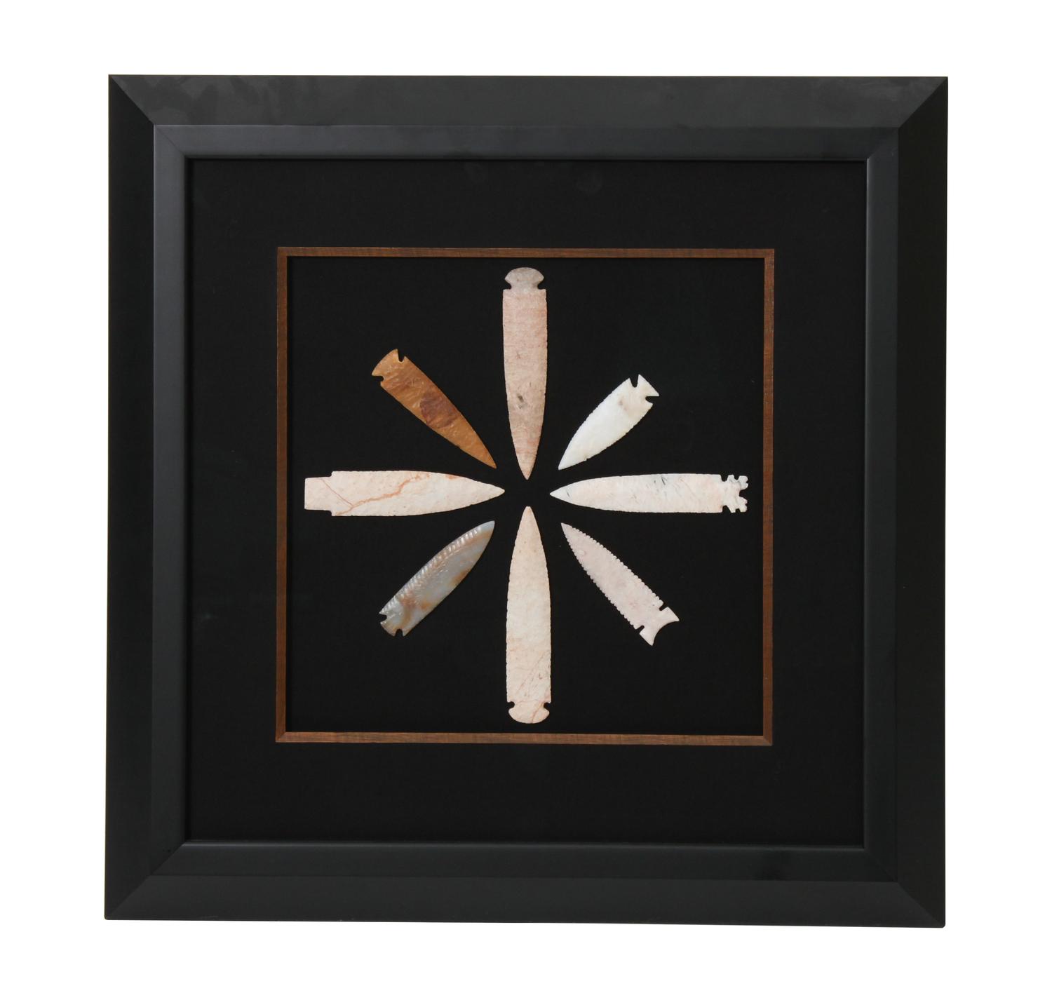 Six Framed Groups of Arrowheads Height 13 1/2 x width 13 1/2 inches (each)